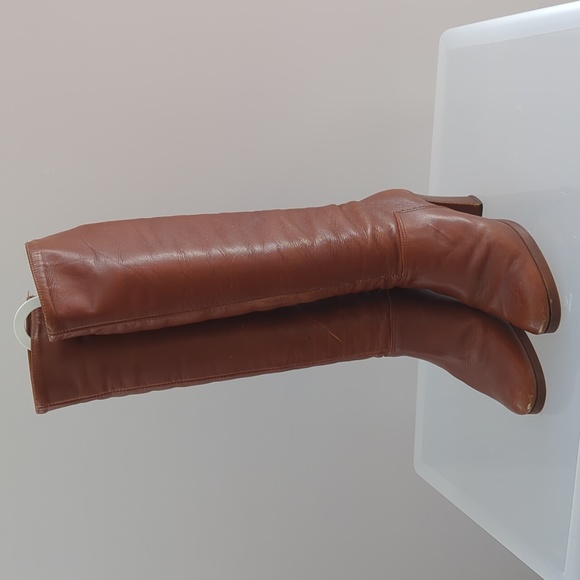 Vintage 70's 80's Tall Cognac Brown Heeled Boots - Picture 2 of 14